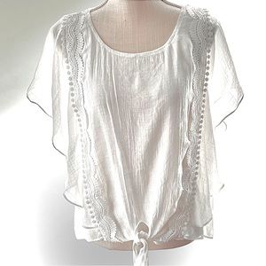 I.N. Studio Gauzy Top Paper White Size Large Petite